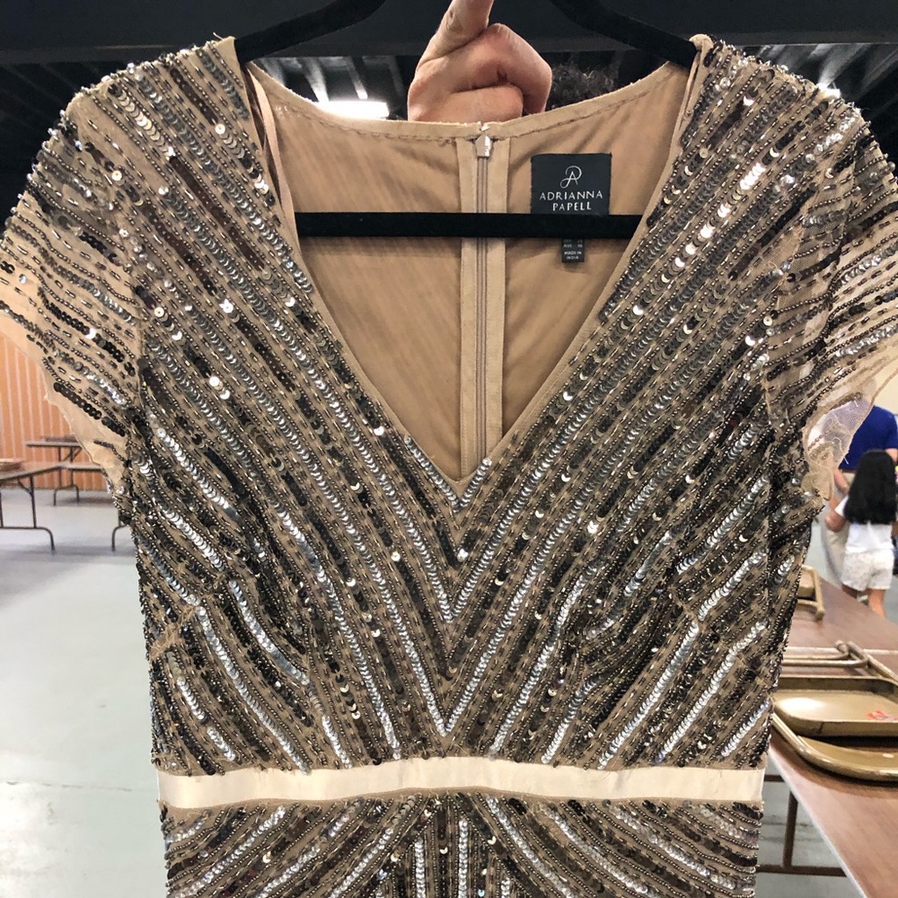 Adrianna Papell Beaded, Floor-length gown